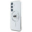 Karl Lagerfeld Button Karl Head Printed Logo MagSafe – dėklas Samsung Galaxy S25 (baltas)