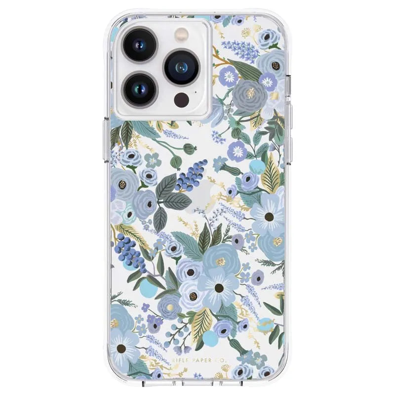 Rifle Paper Clear – dėklas iPhone 14 Pro Max (Garden Party Blue)