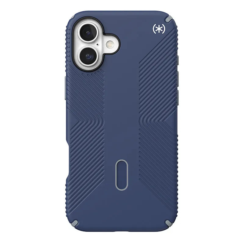 Speck Presidio2 Grip ClickLock & MagSafe – iPhone 16 Plus dėklas (pakrantės mėlyna / dulkėta pilka / balta)