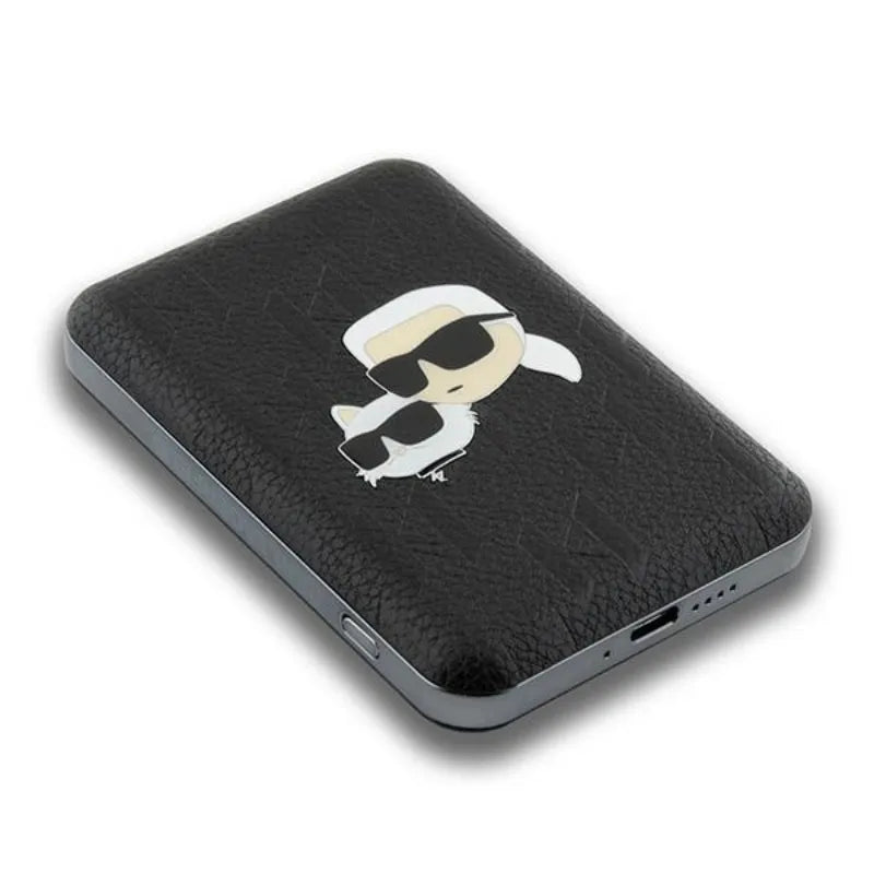 Karl Lagerfeld Karl & Choupette Head Pin MagSafe – belaidė išorinė baterija 5000 mAh 15 W (juoda)
