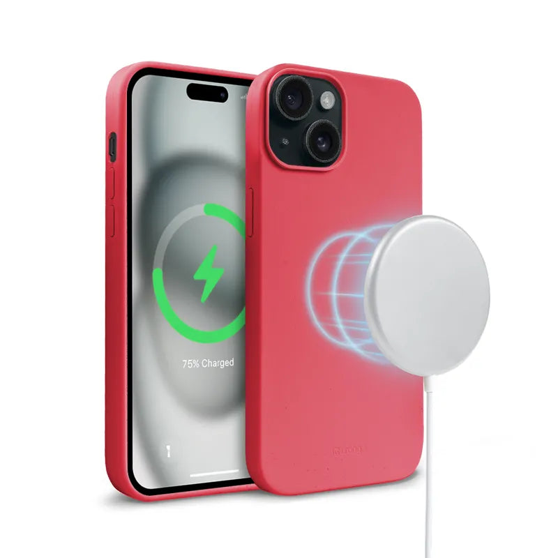 „Crong Color Cover Magnetic“ – „iPhone 15 Plus“ „MagSafe“ dėklas (rožinis)