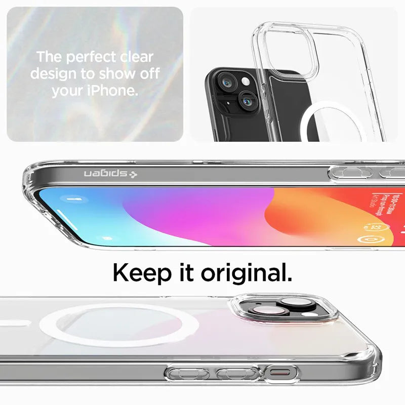 Spigen Ultra Hybrid MagSafe – dėklas iPhone 15 (baltas)