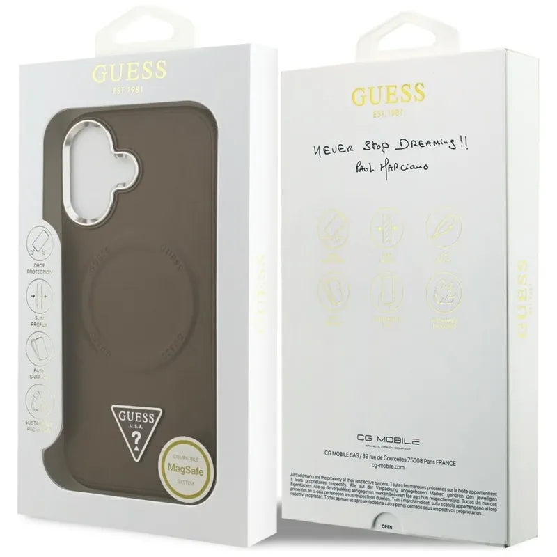 Guess Triangle Logo MagSafe - Dėklas iPhone 17 (Rudas)