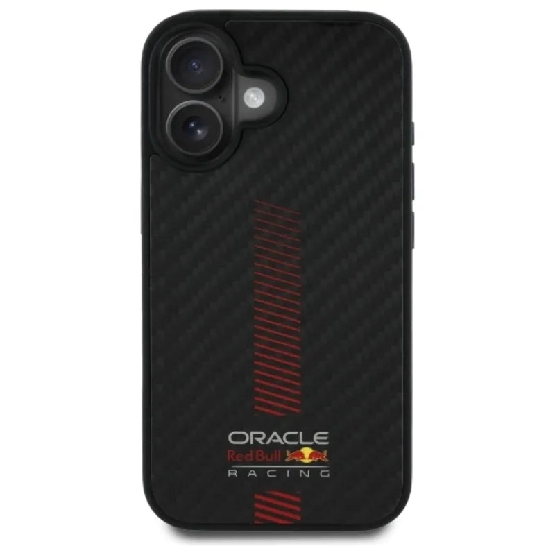 Red Bull Carbon Fiber Power Bar MagSafe – iPhone 16 Plus dėklas (juodas)