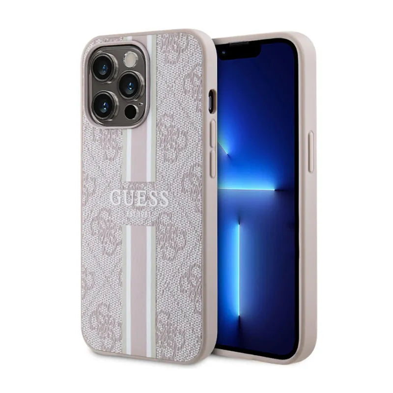 Guess 4G Printed Stripes MagSafe - dėklas skirtas iPhone 13 Pro (rožinis)