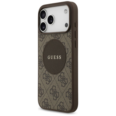Guess 4G Circle Classic Logo MagSafe – Dėklas iPhone 17 Pro Max (Rudas)