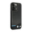 BMW Leather Carbon Blue Line - Dėklas iPhone 14 Pro (Juodas)
