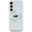 Karl Lagerfeld Button Karl Head Printed Logo MagSafe – dėklas Samsung Galaxy S25 (baltas)
