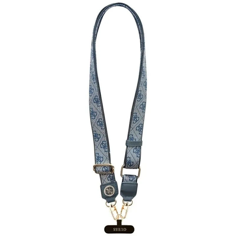 Guess Universal Crossbody Strap 4G Tether Patch Strass Metal Logo – universalus telefono dirželis / virvelė (mėlynas)