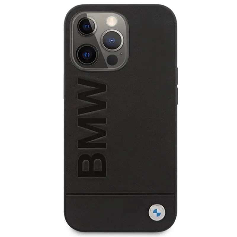 BMW Leather Hot Stamp MagSafe - Dėklas iPhone 14 Pro Max (Juodas)