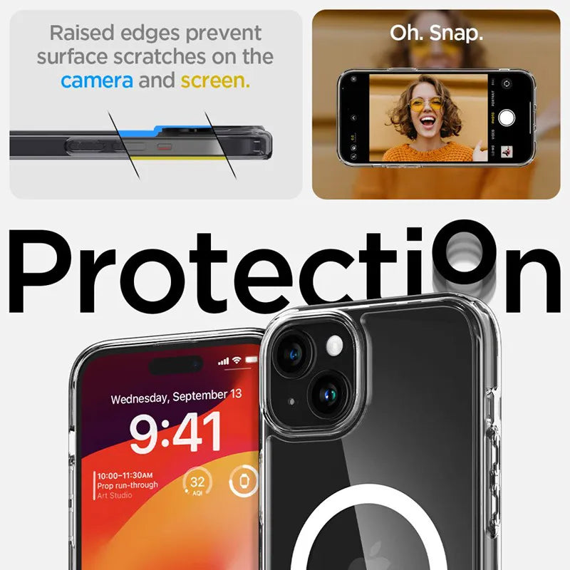 Spigen Ultra Hybrid MagSafe – dėklas iPhone 15 (baltas)