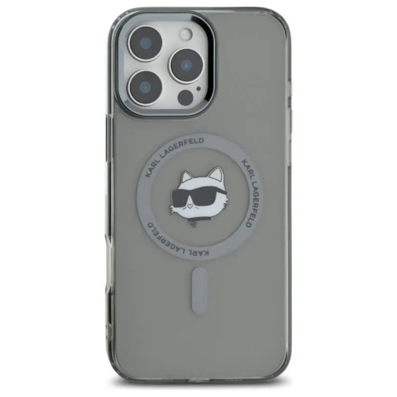 Karl Lagerfeld IML Metal Choupette Head MagSafe – dėklas iPhone 16 Pro Max (juodas)