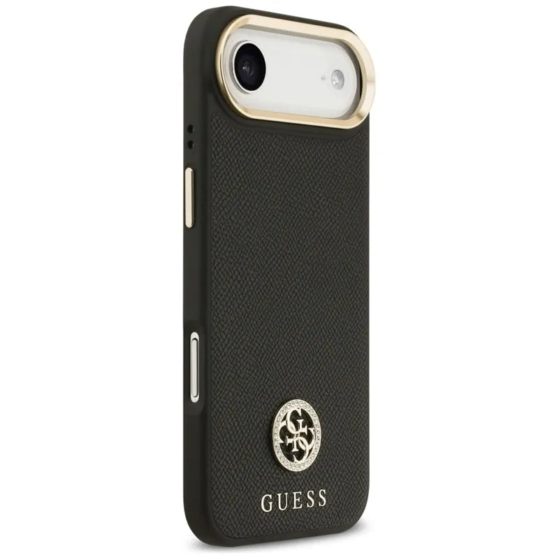 Guess Grained Strass Logo MagSafe - Dėklas iPhone Air (juodas)