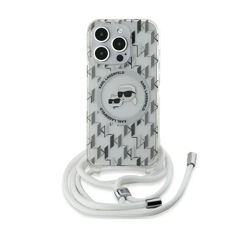Karl Lagerfeld IML Crossbody Monogram Karl & Choupette Head MagSafe – dėklas iPhone 15 Pro (skaidrus)
