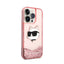 Karl Lagerfeld Liquid Glitter NFT Choupette Head – dėklas iPhone 14 Pro (rožinis)