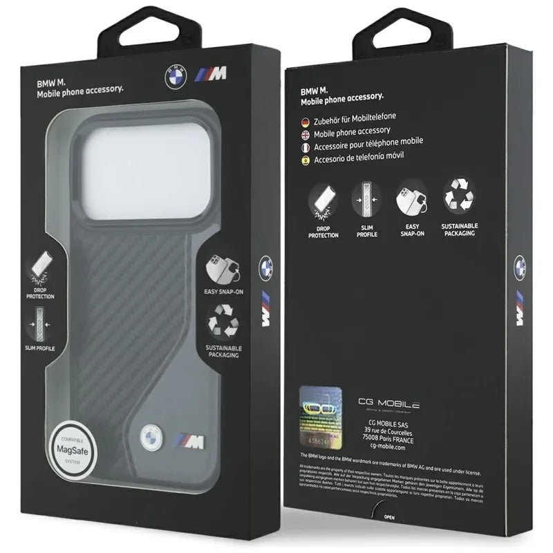 BMW M Carbon Logo MagSafe – Dėklas iPhone 17 Pro (antracito spalvos)
