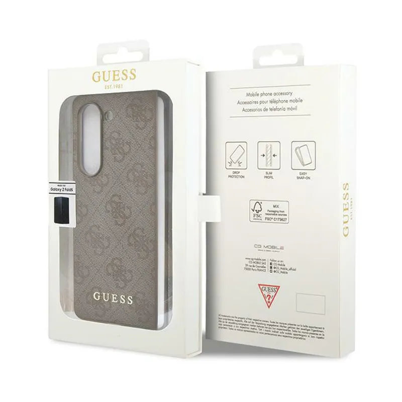 „Guess 4G Charms“ kolekcija – dėklas „Samsung Galaxy Z Fold 5“ telefonui (rudos spalvos)