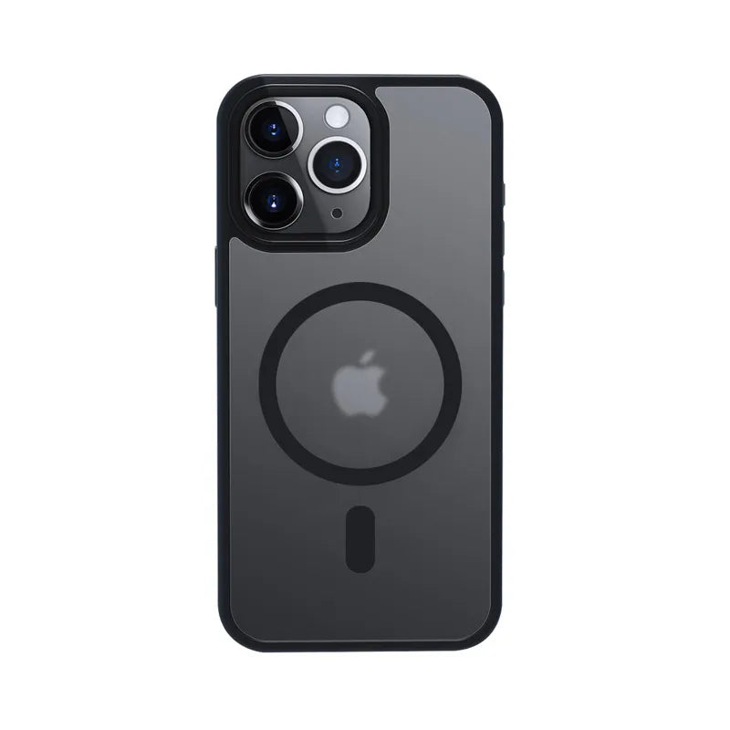 „Crong Hybrid Frost MAG Cover“ – „iPhone 15 Pro“ „MagSafe“ dėklas (juodas)