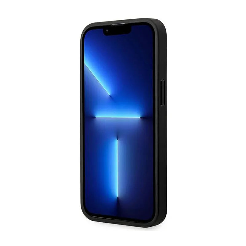 BMW Leather Carbon Blue Line - Dėklas iPhone 14 Pro (Juodas)