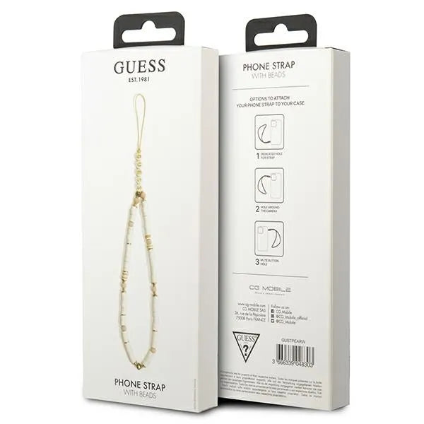 Guess telefonų dirželis Beads Heishi, baltas