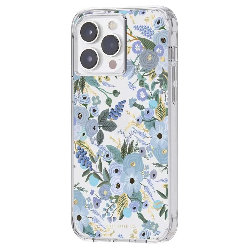 Rifle Paper Clear – dėklas iPhone 14 Pro Max (Garden Party Blue)