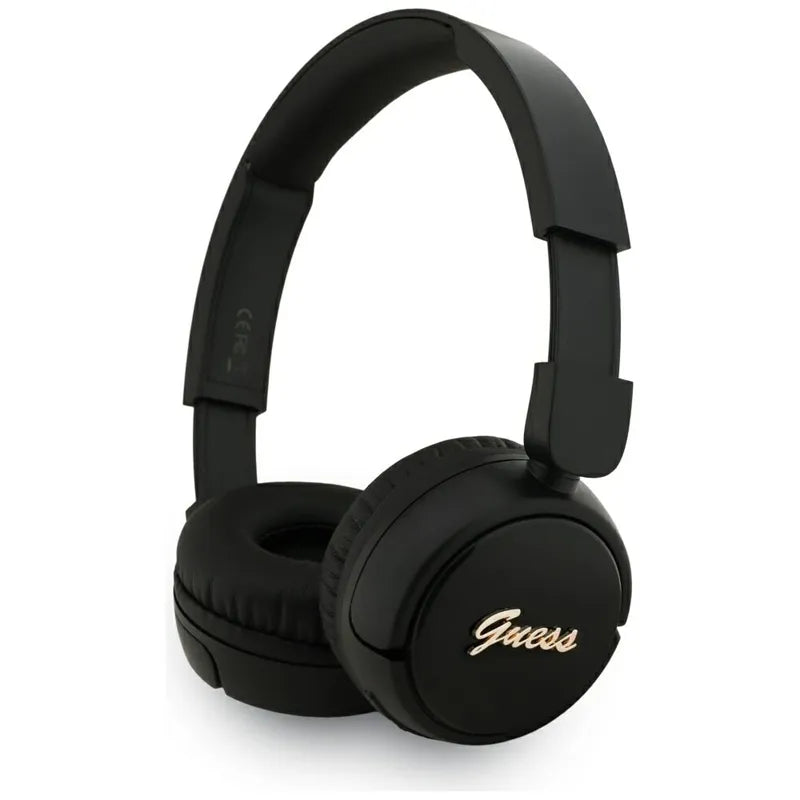 Guess Metal Logo Script – belaidės ant ausų dedamos ausinės, „Bluetooth V5.3“ (juodos)