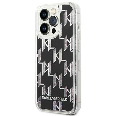 Karl Lagerfeld Monogram Liquid Glitter – dėklas iPhone 14 Pro Max (juodas)