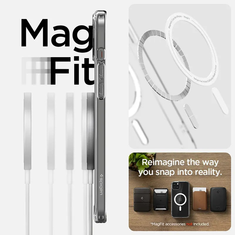 Spigen Ultra Hybrid MagSafe – dėklas iPhone 15 (baltas)