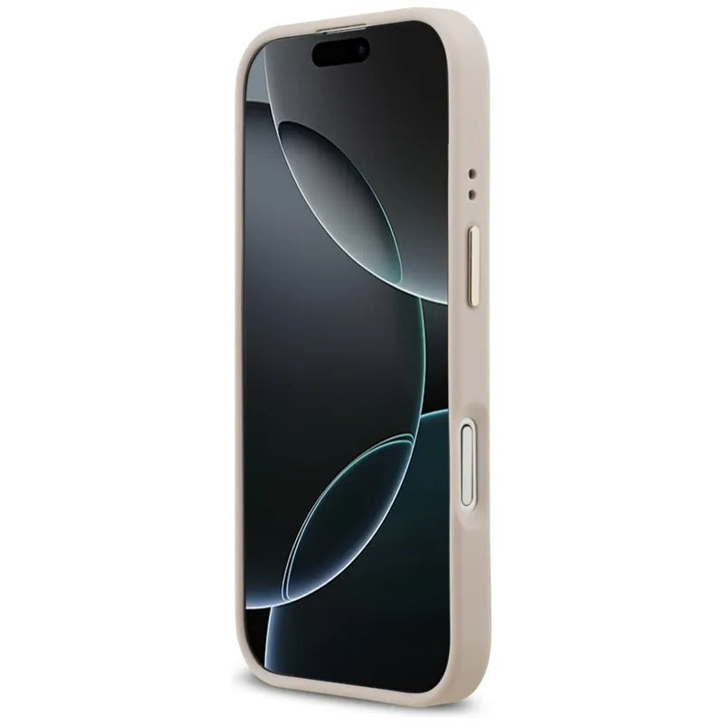 Guess Grained Strass Logo MagSafe – Dėklas iPhone 17 (rožinis)