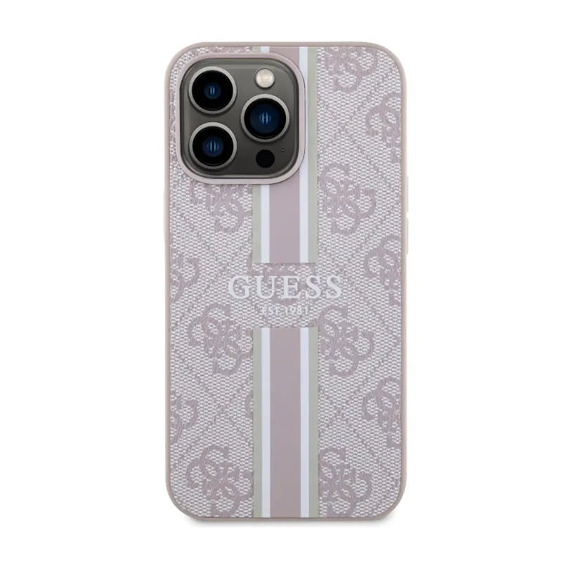 Guess 4G Printed Stripes MagSafe - dėklas skirtas iPhone 13 Pro (rožinis)