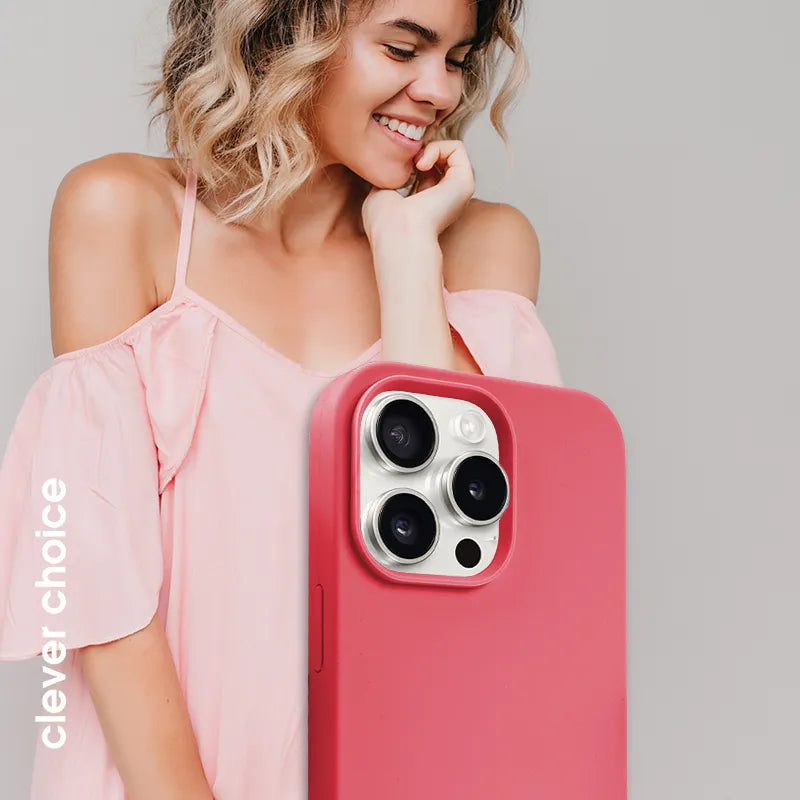 Crong Color Cover Magnetic – iPhone 15 Pro MagSafe dėklas (rožinis)