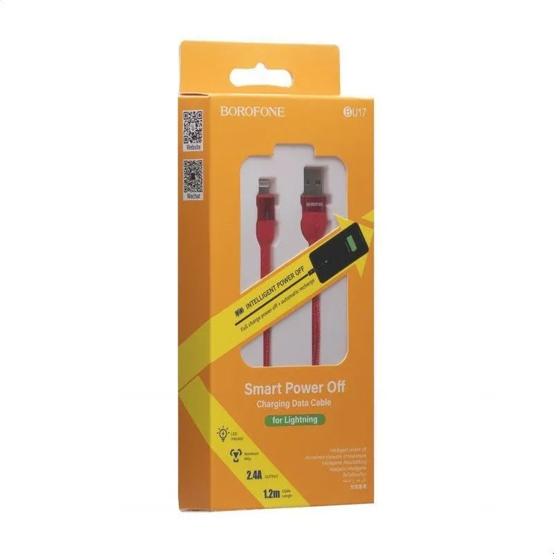 Borofone Starlight – 1,2 m USB į Lightning jungties kabelis (raudonas)