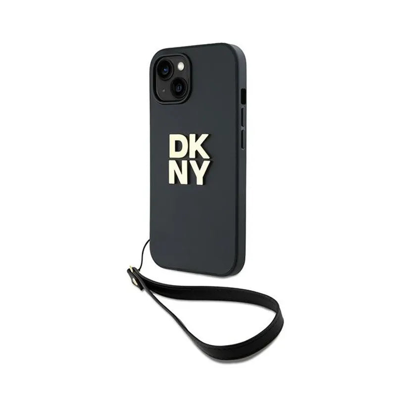 DKNY Wrist Strap Stock Logo – dėklas iPhone 15 Plus (juodas)