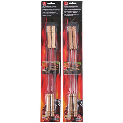 BBQ – iešmai šašlykams su medine rankena, ilgi 38 cm (4 vienetai)