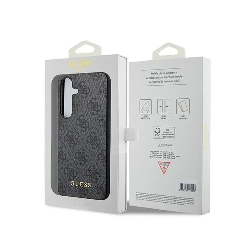 Guess 4G Metal Gold Logo - Dėklas Samsung Galaxy S24 telefonui (juodas)