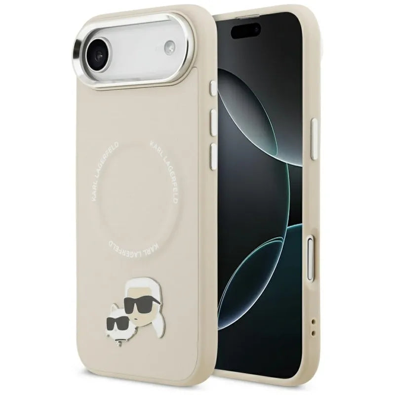 Karl Lagerfeld Karl & Choupette Pins MagSafe – Dėklas iPhone Air (smėlio spalvos)