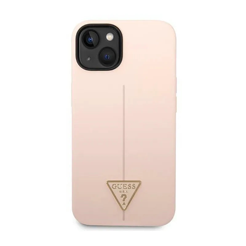 Guess Silicone Triangle Logo – dėklas iPhone 14 Plus telefonui (rožinis)