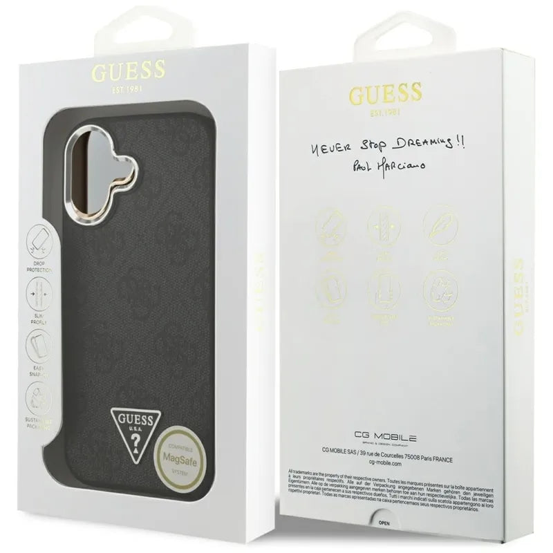 Guess 4G Triangle Logo MagSafe – dėklas iPhone 17 (juodas)