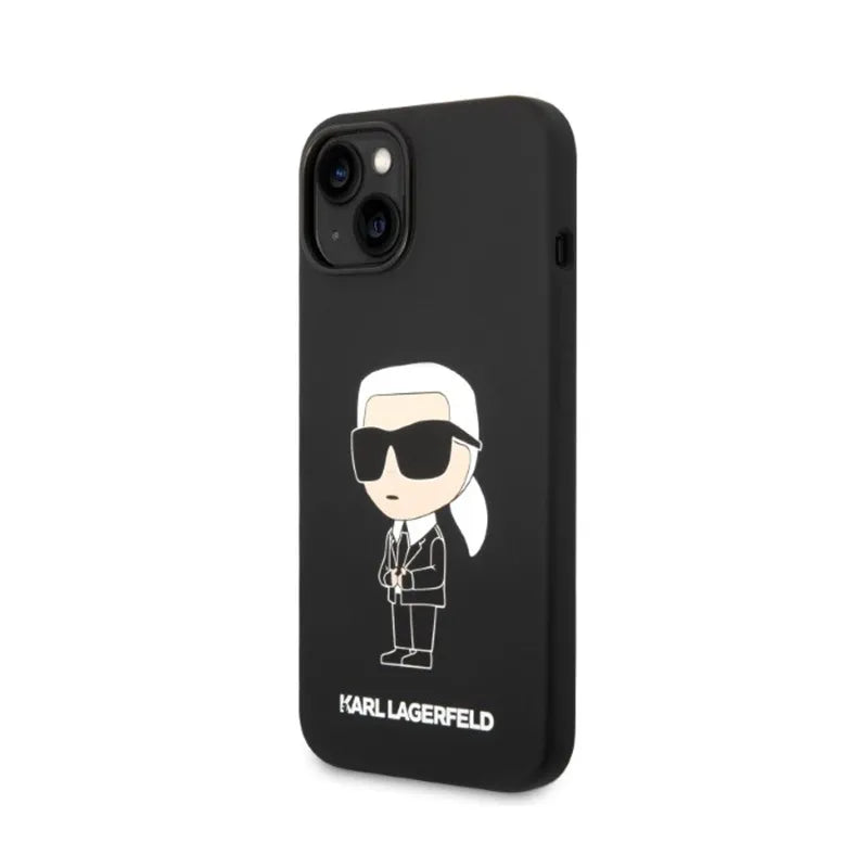 Karl Lagerfeld Silicone Ikonik MagSafe – iPhone 15 Plus / 14 Plus dėklas (juodas)