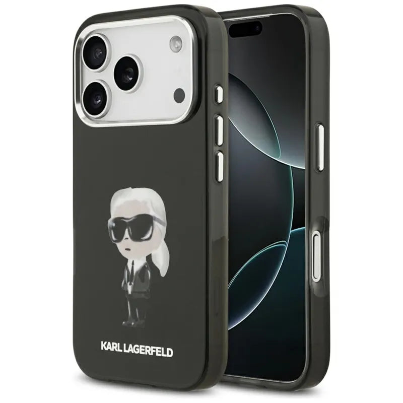 Karl Lagerfeld IML Aquarelle Karl & Logo MagSafe – Dėklas iPhone 17 Pro (juodas)
