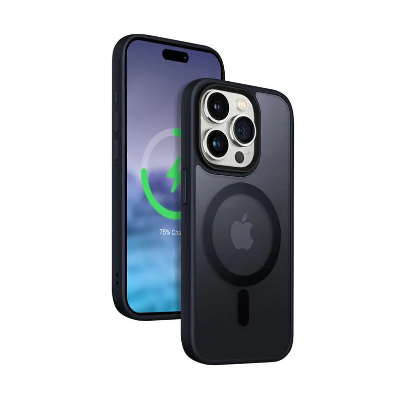 Crong Hybrid Frost MAG Cover - iPhone 15 Pro MagSafe dėklas (tamsiai mėlynas)
