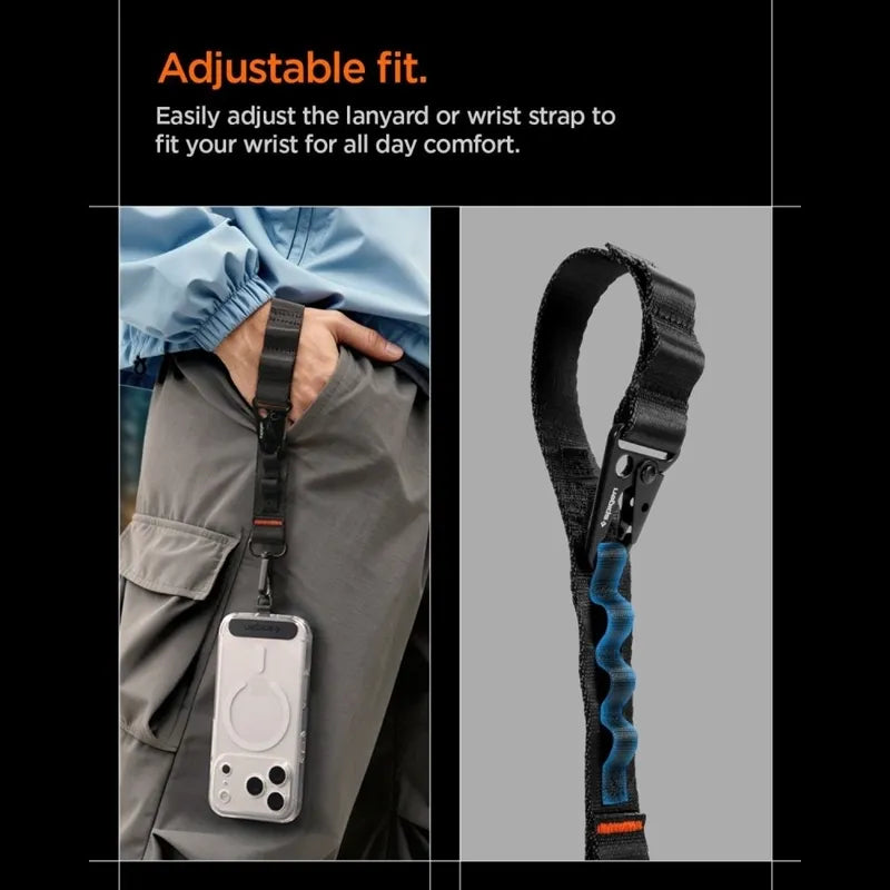 Spigen DA30M Lanyard Strap Crossbody – universalus telefono dirželis / virvelė (juodas)