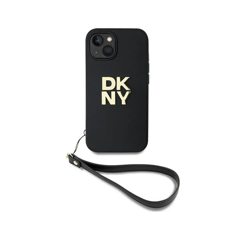 DKNY Wrist Strap Stock Logo – dėklas iPhone 15 Plus (juodas)