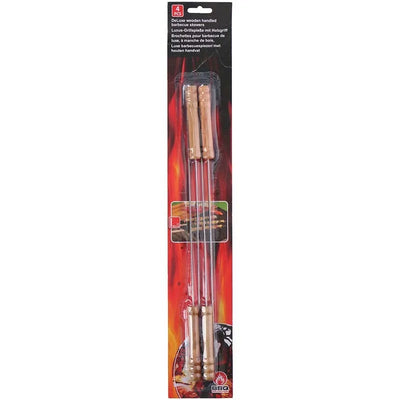 BBQ – iešmai šašlykams su medine rankena, ilgi 38 cm (4 vienetai)