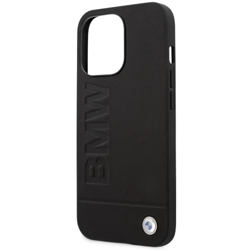 BMW Leather Hot Stamp MagSafe - Dėklas iPhone 14 Pro Max (Juodas)