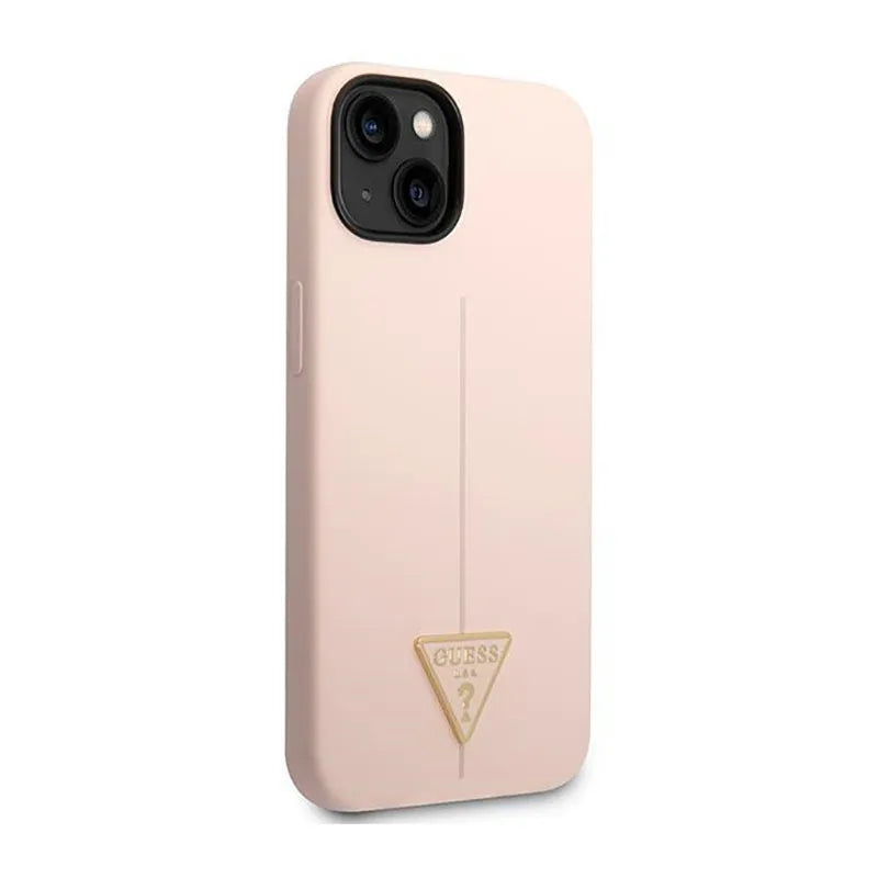 Guess Silicone Triangle Logo – dėklas iPhone 14 Plus telefonui (rožinis)