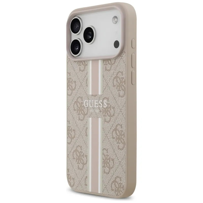 Guess 4G Printed Stripes MagSafe – dėklas iPhone 17 Pro Max (rožinis)