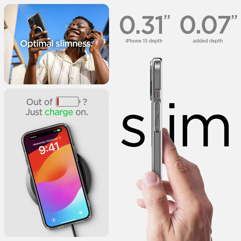 Spigen Ultra Hybrid MagSafe – dėklas iPhone 15 (baltas)