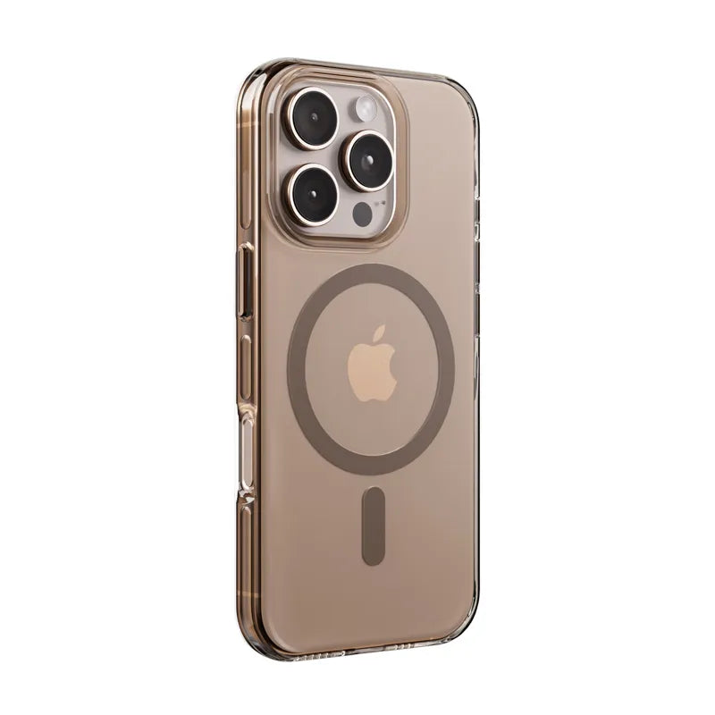 Crong Clear MAG Pro - MagSafe dėklas, skirtas iPhone 16 Pro Max (rusva)