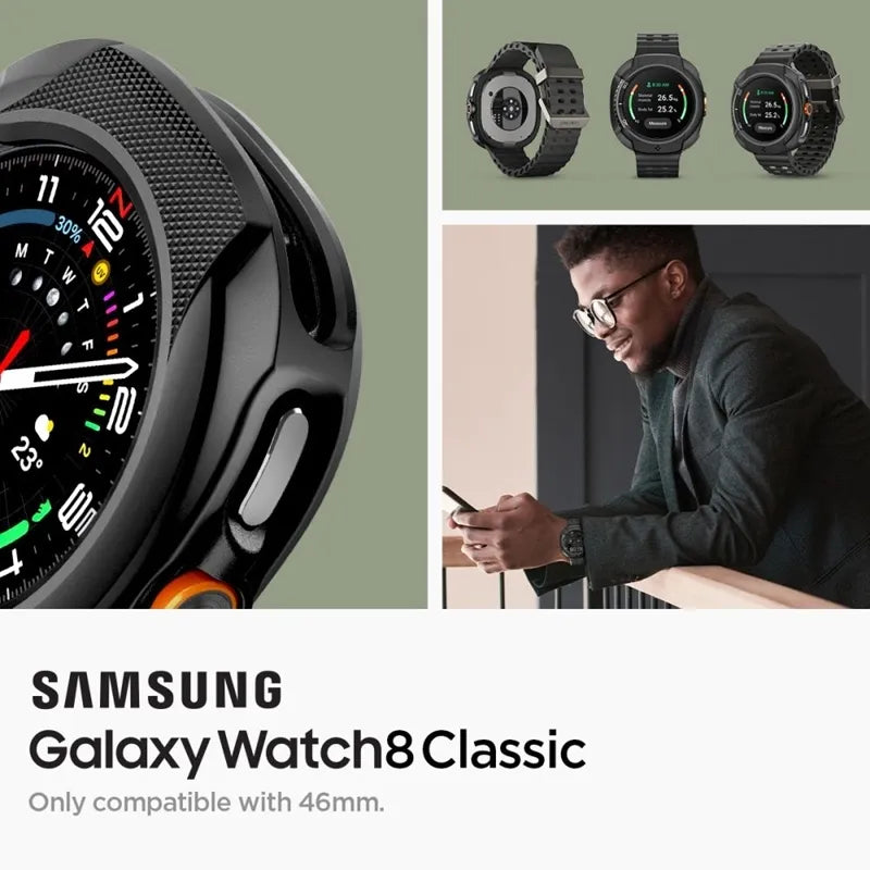 Spigen Liquid Air – dėklas Samsung Galaxy Watch 8 Classic 46 mm (matinė juoda)